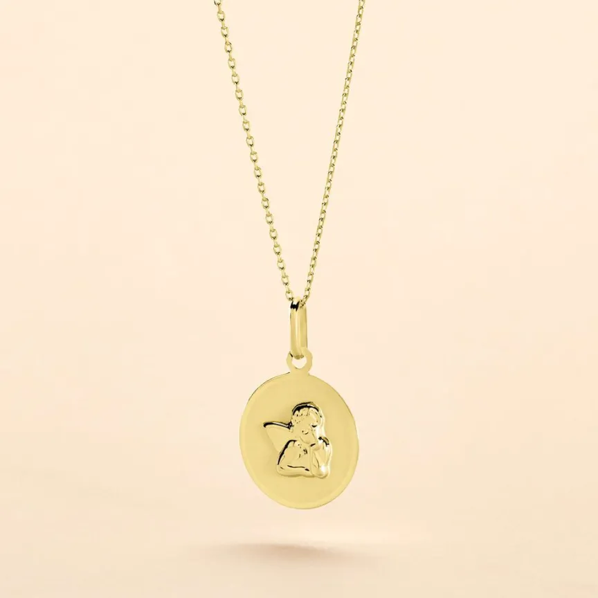 Pendentif Ange Rond Satine Or Jaune-Histoire d'Or Hot