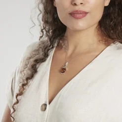 Pendentif Argent Blanc Benoite Ambre-Histoire d'Or New