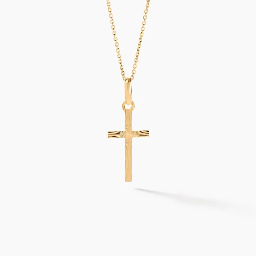 Pendentif Bathilde Croix Striee Or Jaune-Histoire d'Or Hot