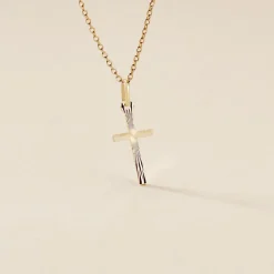 Pendentif Bathilde Croix Striee Or Jaune-Histoire d'Or Hot