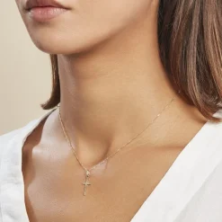 Pendentif Bathilde Croix Striee Or Jaune-Histoire d'Or Hot