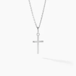 Pendentif Bathilde Croix Striee Or Blanc-Histoire d'Or Discount