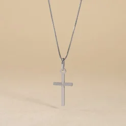 Pendentif Bathilde Croix Striee Or Blanc-Histoire d'Or Discount