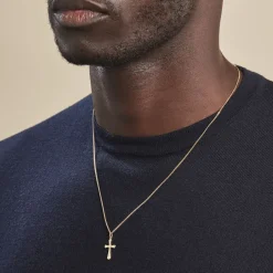 Histoire d'Or Pendentif Bathilde Croix Striee Or Jaune