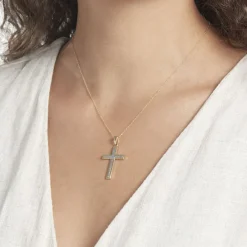 Histoire d'Or Pendentif Benny Croix Ciselee Or Bicolore