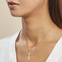 Histoire d'Or Pendentif Benny Croix Ciselee Or Bicolore