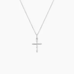 Histoire d'Or Pendentif Canice Croix Or Blanc Oxyde De Zirconium