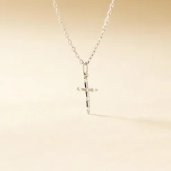 Histoire d'Or Pendentif Canice Croix Or Blanc Oxyde De Zirconium