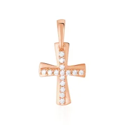 Histoire d'Or Pendentif Canice Croix Or Rose Oxyde De Zirconium