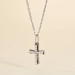 Pendentif Canice Croix Or Blanc Oxyde De Zirconium-Histoire d'Or Clearance