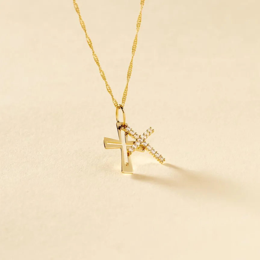 Pendentif Canice Croix Or Jaune Oxyde De Zirconium-Histoire d'Or Clearance