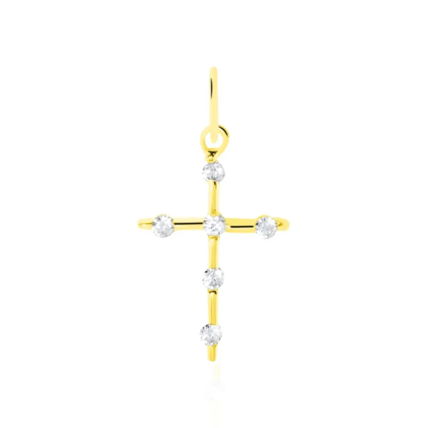 Pendentif Canice Croix Or Jaune Oxyde De Zirconium-Histoire d'Or Hot