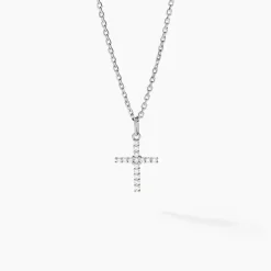 Histoire d'Or Pendentif Canice Croix Or Blanc Oxyde De Zirconium