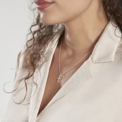 Histoire d'Or Pendentif Canice Croix Or Blanc Oxyde De Zirconium