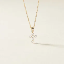 Histoire d'Or Pendentif Canice Croix Or Jaune Oxyde De Zirconium