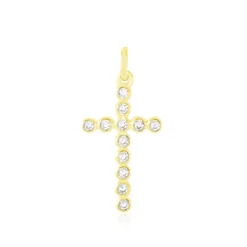 Pendentif Canice Croix Or Jaune Oxyde De Zirconium-Histoire d'Or