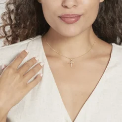 Pendentif Canice Croix Or Jaune Oxyde De Zirconium-Histoire d'Or