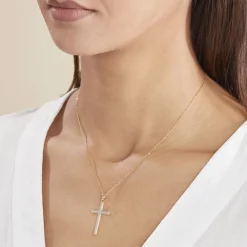 Histoire d'Or Pendentif Casey Croix Or Bicolore