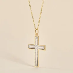 Histoire d'Or Pendentif Casey Croix Or Bicolore