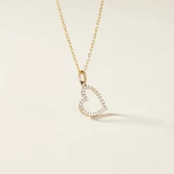 Pendentif Coeur Penche Or Jaune Oxyde De Zirconium-Histoire d'Or Hot