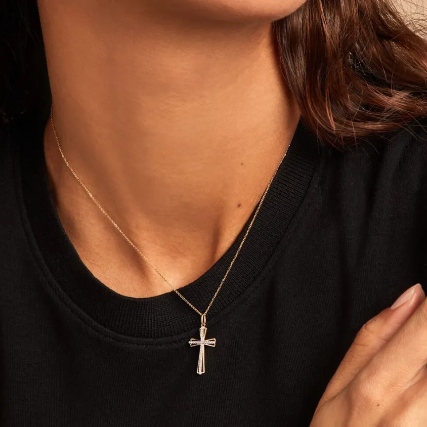 Pendentif Crocetta Or Jaune Oxyde De Zirconium-Histoire d'Or Hot