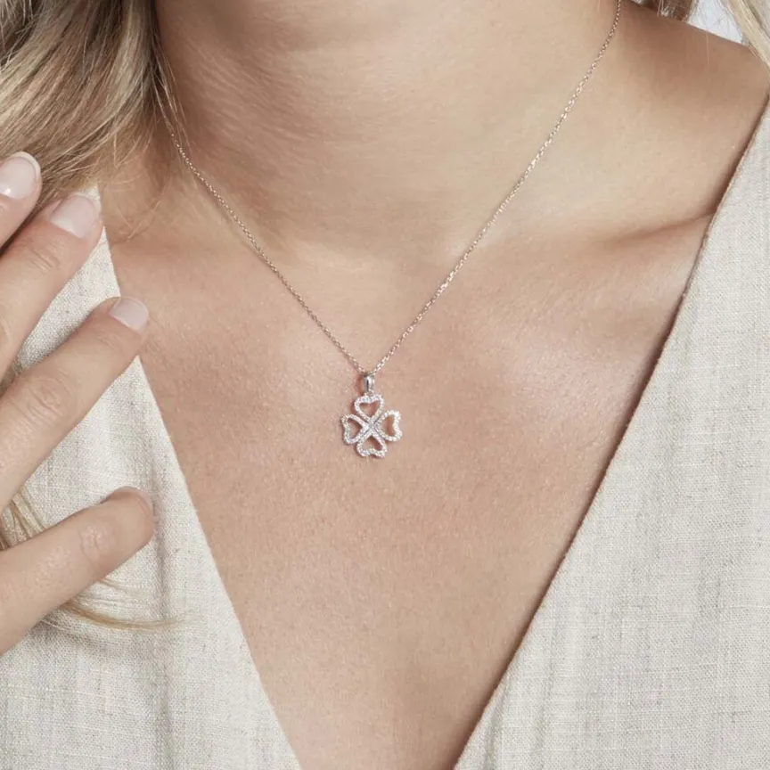 Pendentif Daiki Or Blanc Oxyde De Zirconium-Histoire d'Or Clearance