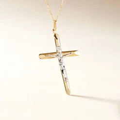 Histoire d'Or Pendentif Damian Croix Or Bicolore