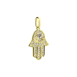 Histoire d'Or Pendentif Fatima Or Jaune Oxyde De Zirconium