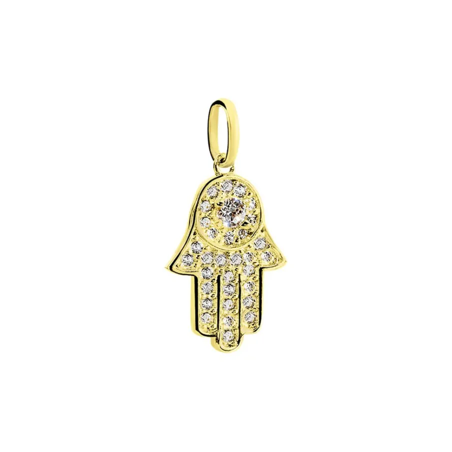 Histoire d'Or Pendentif Fatima Or Jaune Oxyde De Zirconium
