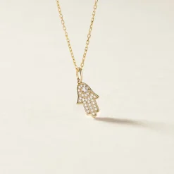 Histoire d'Or Pendentif Fatima Or Jaune Oxyde De Zirconium