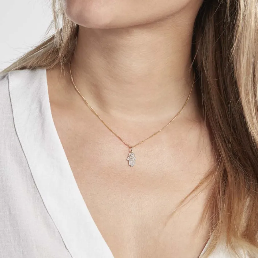 Histoire d'Or Pendentif Fatima Or Jaune Oxyde De Zirconium