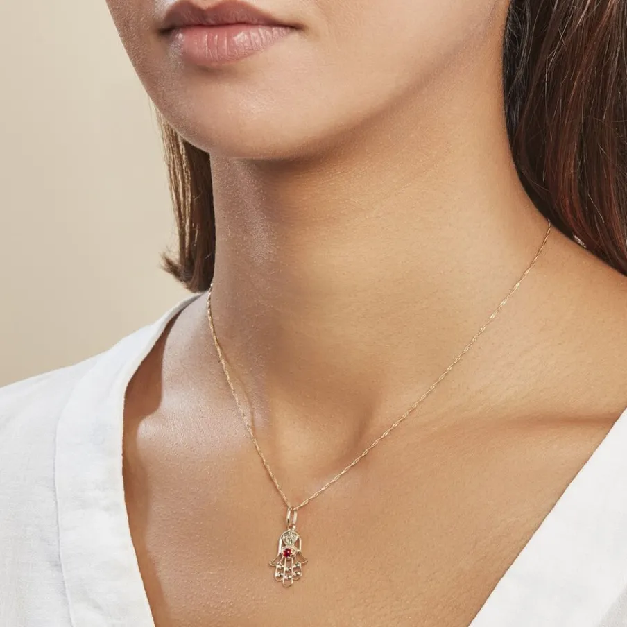 Histoire d'Or Pendentif Fatima Or Jaune Oxyde De Zirconium