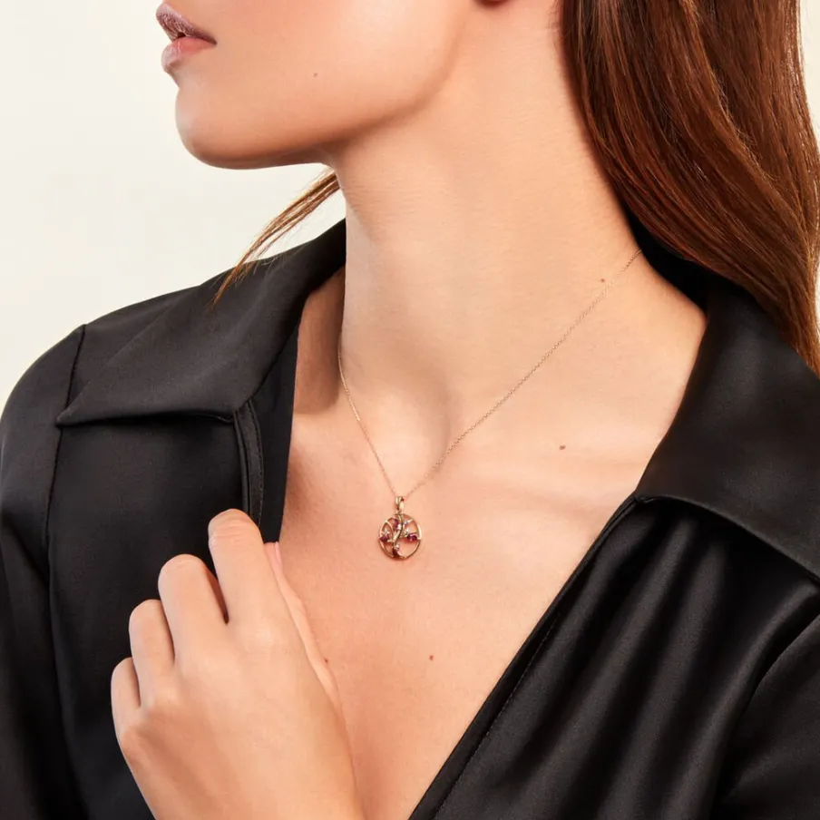 Histoire d'Or Pendentif Godolieba Or Jaune Rhodolite