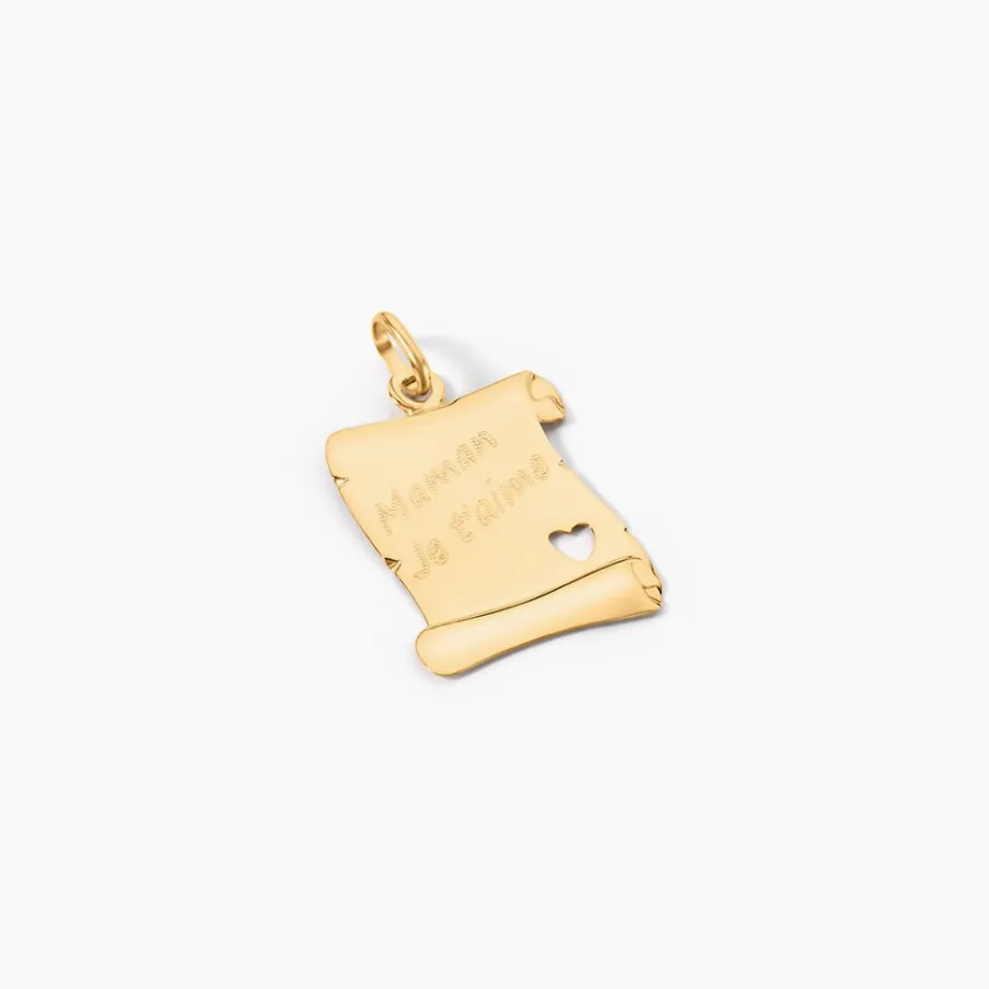 Histoire d'Or Pendentif Irenca Message Parchemin Or Jaune