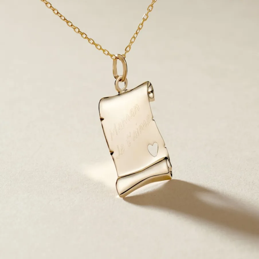 Histoire d'Or Pendentif Irenca Message Parchemin Or Jaune