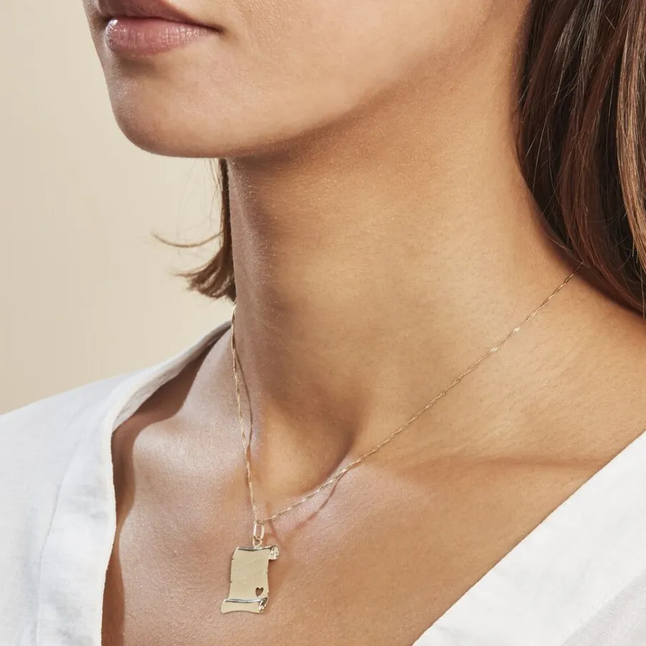 Histoire d'Or Pendentif Irenca Message Parchemin Or Jaune