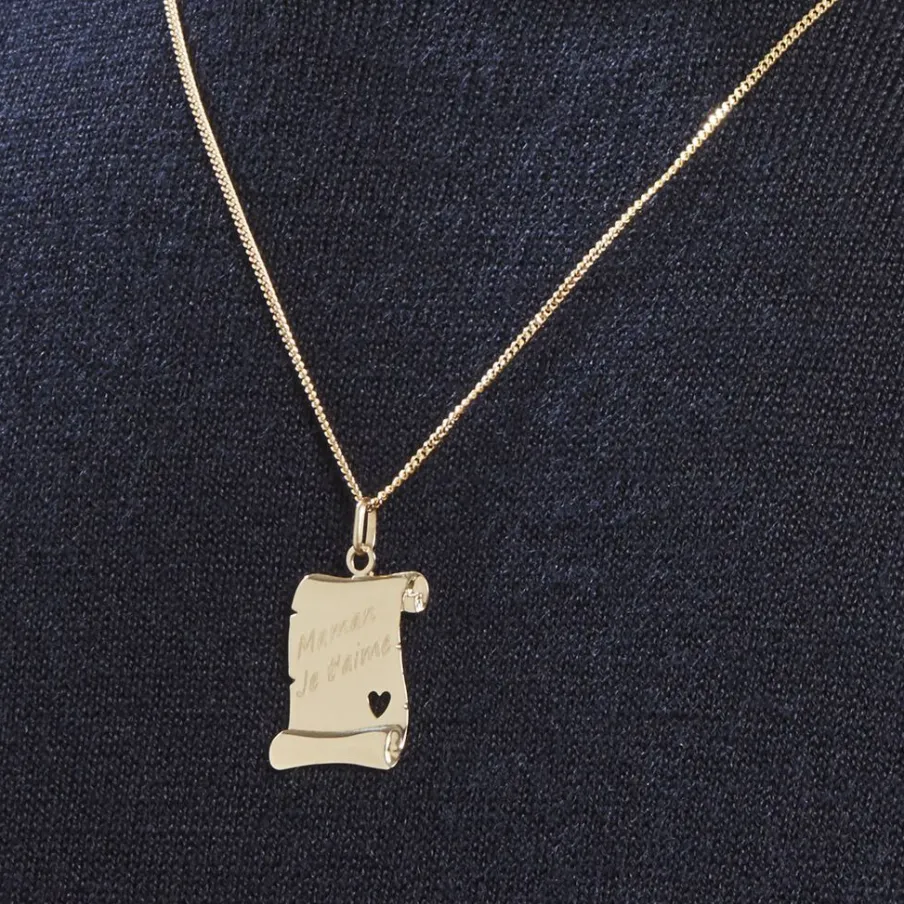 Histoire d'Or Pendentif Irenca Message Parchemin Or Jaune