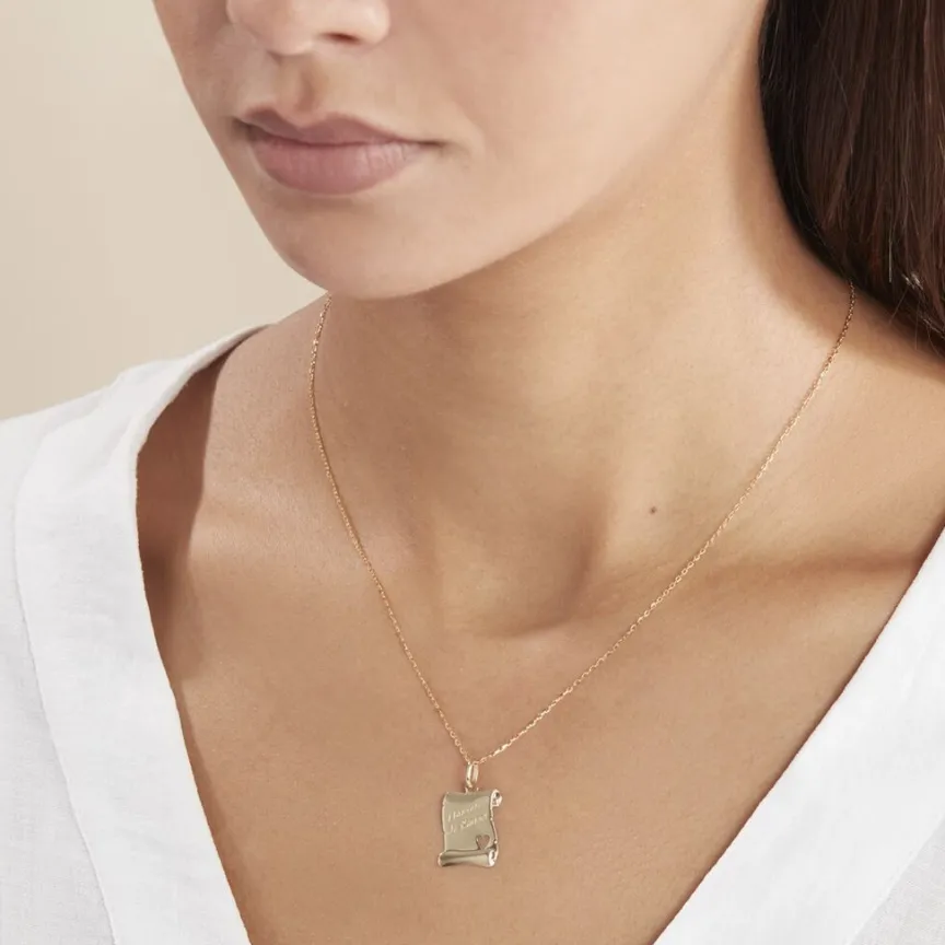 Pendentif Irenca Message Parchemin Or Jaune-Histoire d'Or Discount