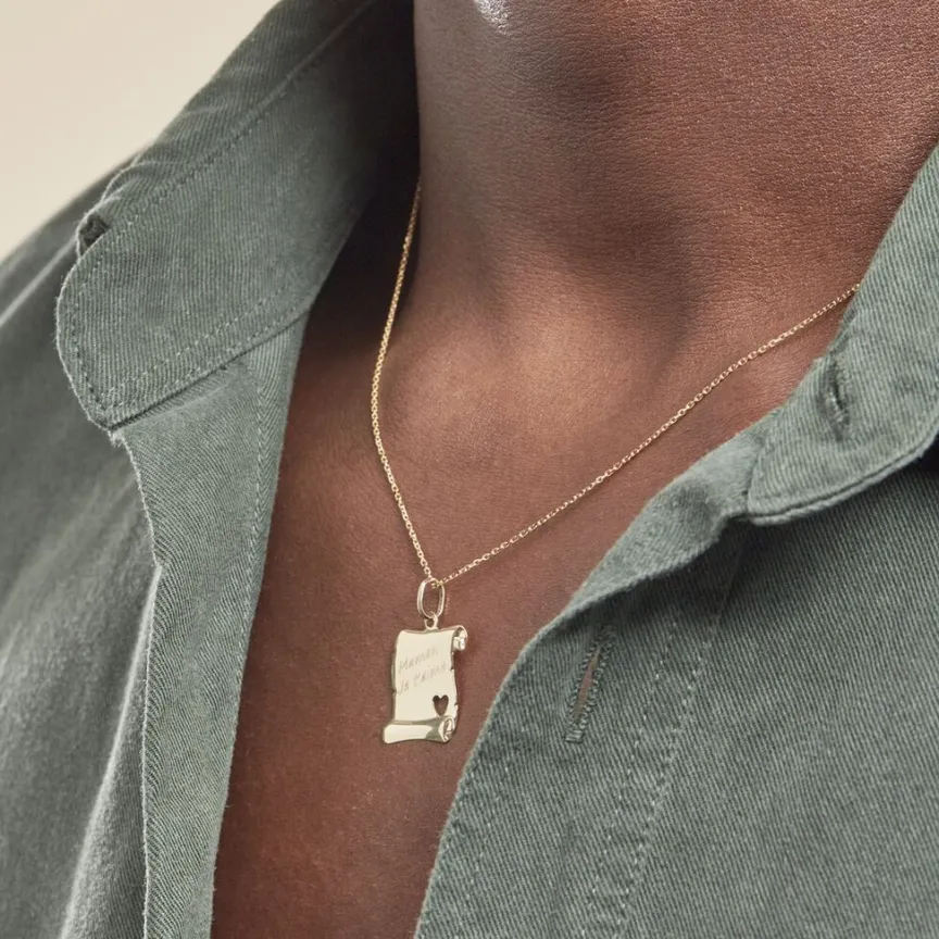 Pendentif Irenca Message Parchemin Or Jaune-Histoire d'Or Discount