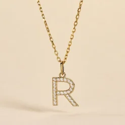 Histoire d'Or Pendentif Lettre R Or Jaune Oxyde
