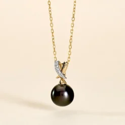 Pendentif Nilma Or Jaune Perle De Culture De Tahiti Et Diamant-Histoire d'Or Clearance