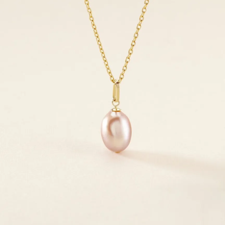 Pendentif Rose Or Jaune Perle De Culture-Histoire d'Or