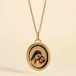 Pendentif Vierge A L'enfant Ovale Or Jaune-Histoire d'Or Outlet