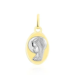 Pendentif Vierge Ovale Or Bicolore-Histoire d'Or