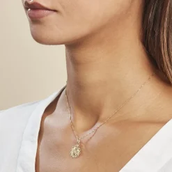 Pendentif Vierge Rond Dentelle Or Jaune-Histoire d'Or Sale