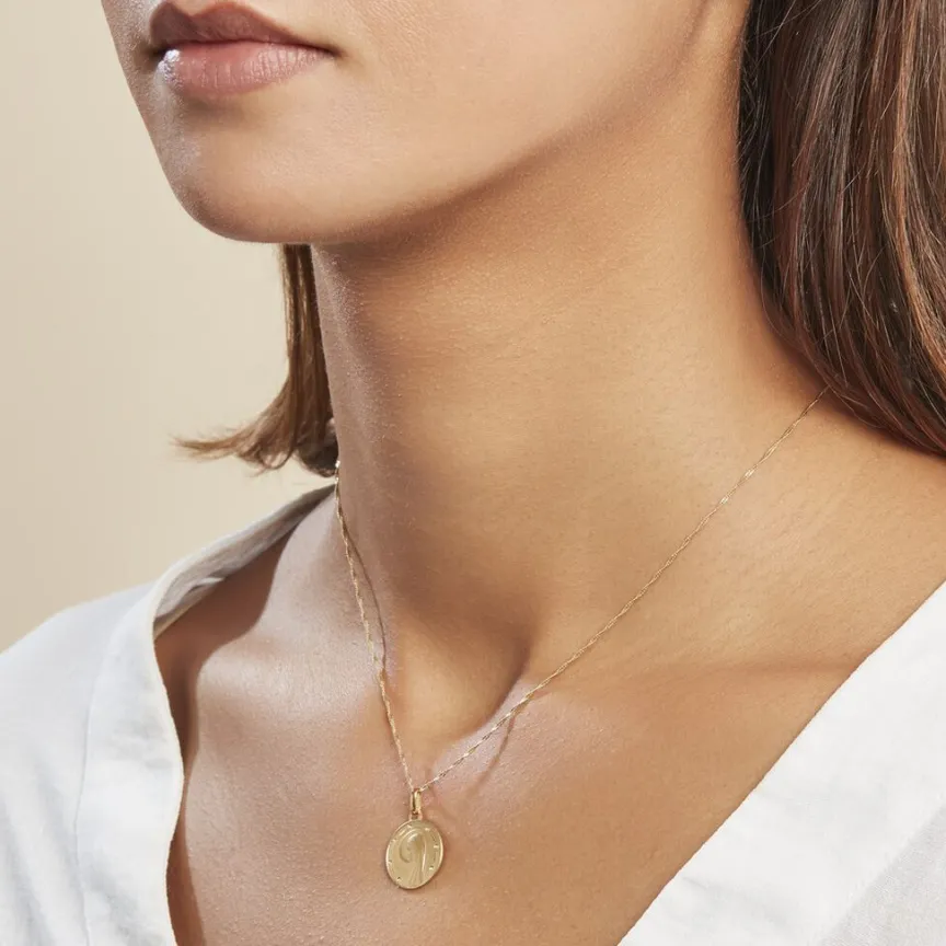 Pendentif Vierge Rond Diamante Or Jaune-Histoire d'Or New