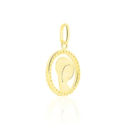 Pendentif Vierge Rond Diamante Or Jaune Oxyde De Zirconium-Histoire d'Or New