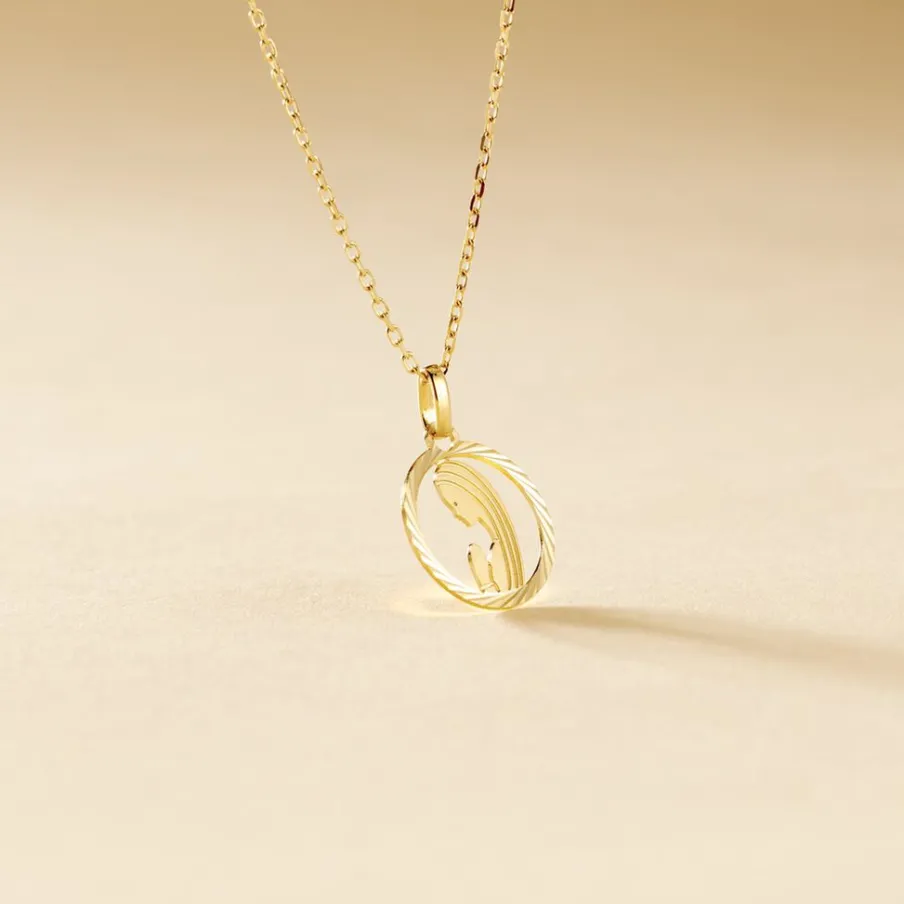 Histoire d'Or Pendentif Vierge Rond Diamante Or Jaune