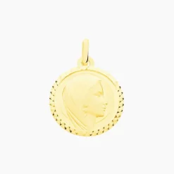 Pendentif Vierge Rond Strie Or Jaune-Histoire d'Or Sale