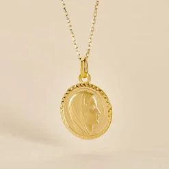 Pendentif Vierge Rond Strie Or Jaune-Histoire d'Or Sale
